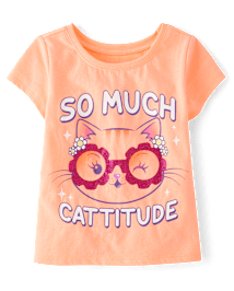 T-shirt graphique à motif de chat pour bébé et petite fille