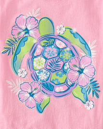 Girls Floral Turtle Graphic Tee