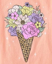 Girls Bouquet Ice Cream Graphic Tee