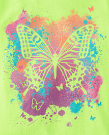 T-shirt graphique à motif de papillons et éclaboussures de peinture pour fille