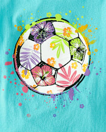 T-shirt graphique à motif de ballon de football pour fille