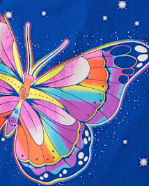 T-shirt graphique papillon arc-en-ciel pour fille