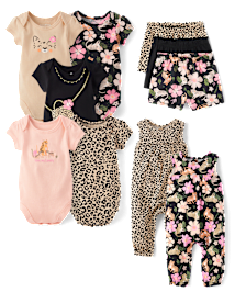Ensemble de tenues pour bébé fille - Collection léopard fleuri