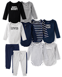 Ensemble de tenues pour bébé garçon - Collection familiale à rayures