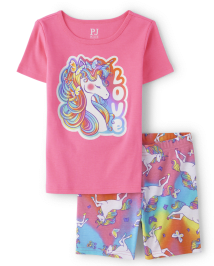 Girls Unicorn Shell Snug Fit Cotton Pajamas 2-Pack