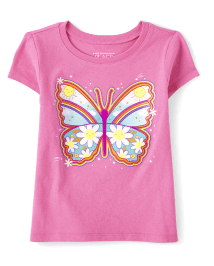 Baby And Toddler Girls Butterfly Rainbow Graphic Tee 2-Pack