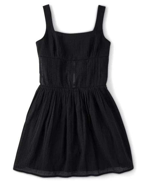 black dresses for 12 year olds Oudiya Girls Mesh Puff Lantern Long Sleeve High Waist Formal A Line Dress with Pockets Kids 6-13 Years, Girl's, Size: 6-7Y 1 inch = 2.54 cm Stylish Vintage Girls Dresses Shop Girls Black Dresses &