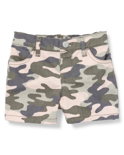camouflage denim shorts