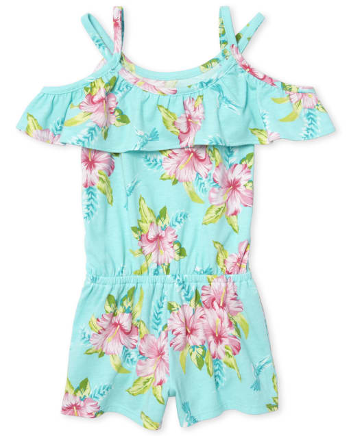 Gymboree Girls Cold Shoulder Ruffle Floral Romper
