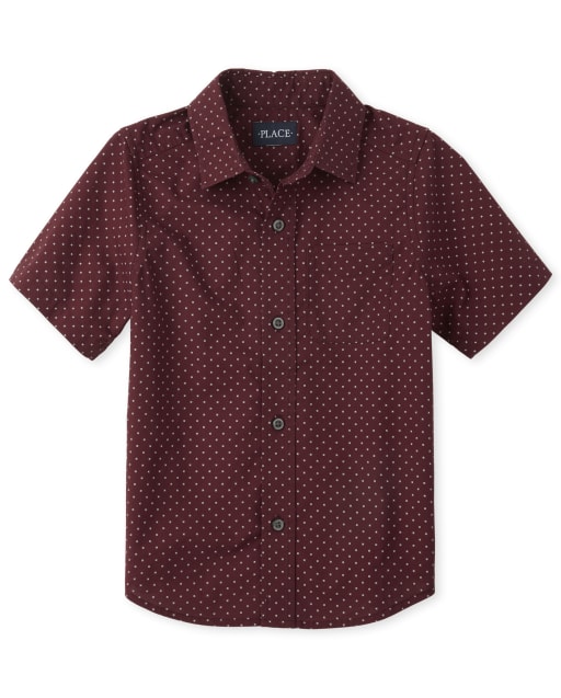 Boys Burgundy Button Down & Flannel Shirts | The Children's Place CA