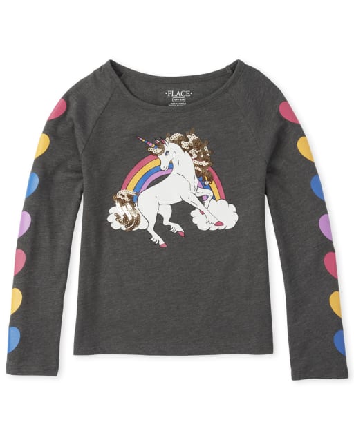 The Childrens Place Big Girls Camouflage Active Graphic Long Sleeve Top