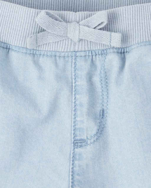 Baby And Toddler Girls Pull On Matching Denim Shorts