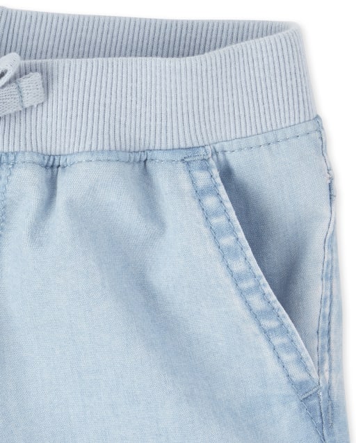Baby And Toddler Girls Pull On Matching Denim Shorts