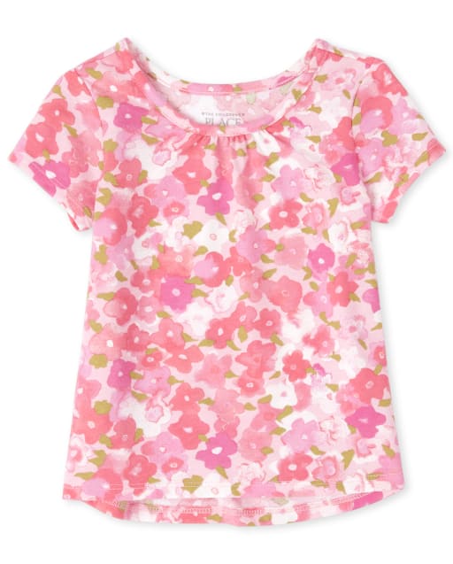Baby And Toddler Girls Short Sleeve Print Top
