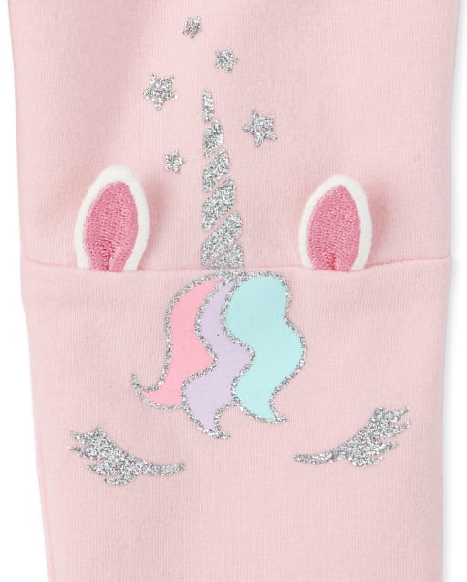 Claire & Charlie Girls Pink & Blue Stripe Unicorn Leggings Set