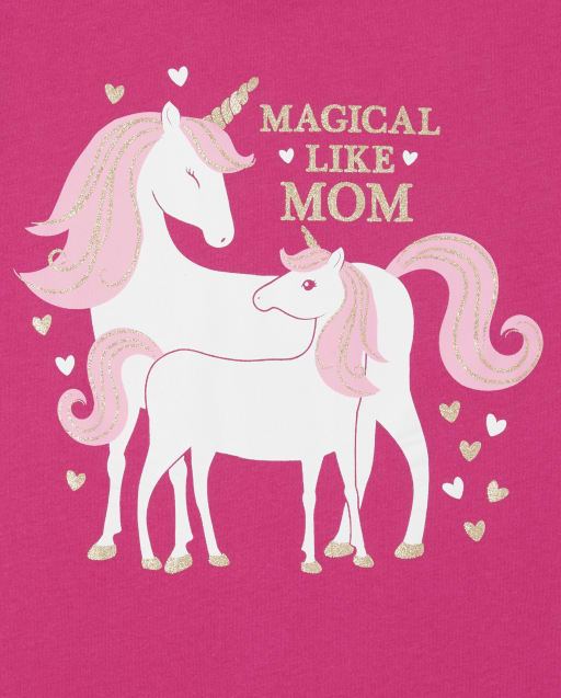 Girls Short Sleeve 'Magical Like Mommy' Unicorn Matching Graphic Tee