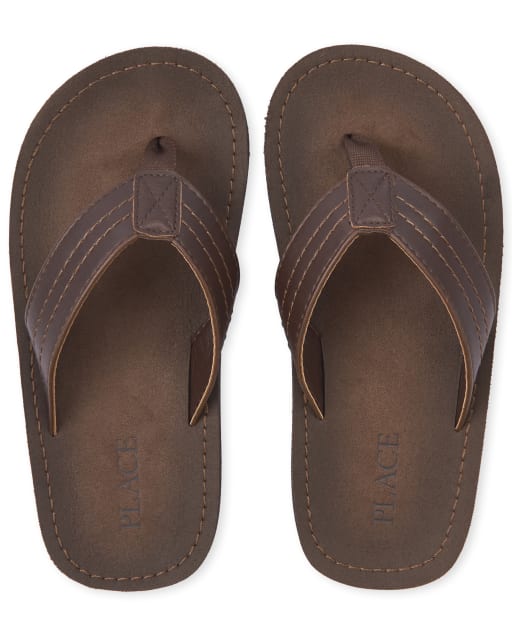 boys leather flip flops