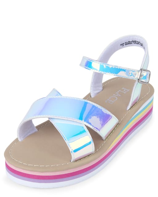 rainbow holographic sandals