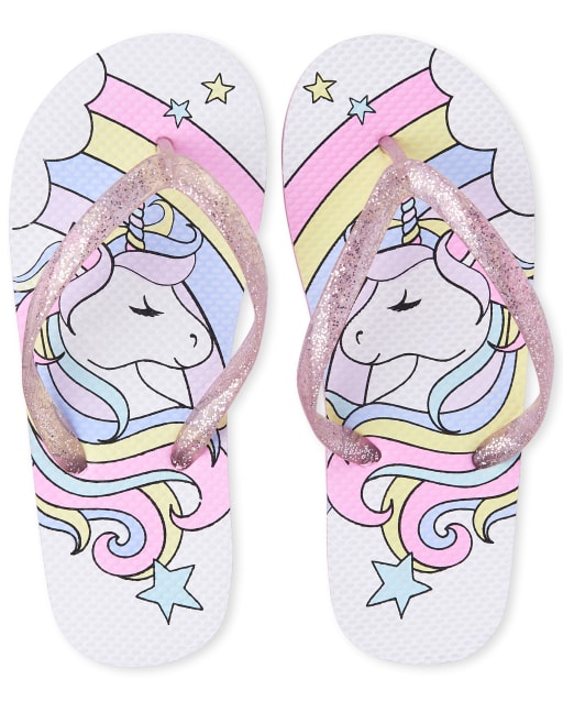 unicorn flip flops children's place