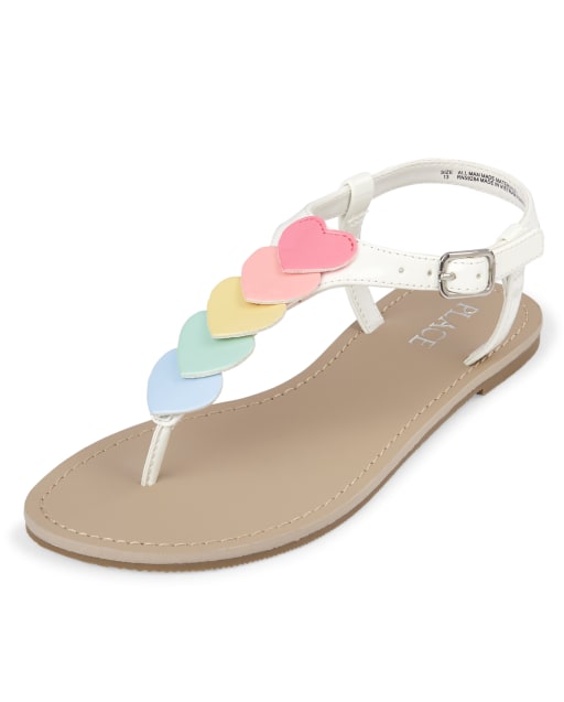 rainbow t strap sandals