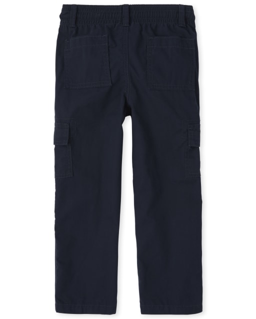 Boys Uniform Woven Pull On Slim Cargo Pants