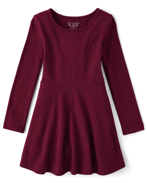 burgundy toddler dresses A classic collar office dress Burgundy / M main image 0