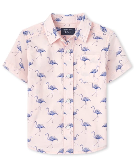 The Childrens Place Baby Boys Short Sleeve Printed Poplin