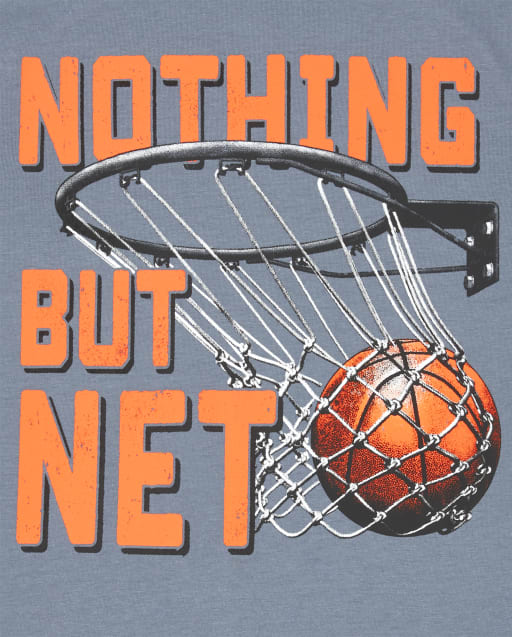 Boys Short Sleeve 'Nothing But Net' Basketball Graphic Tee