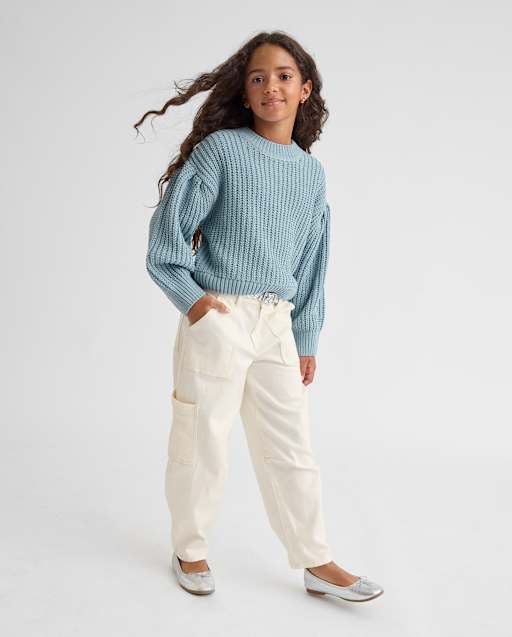 ToeJusty Girls' Colorful Butterfly Wide Leg Jeans - Elastic Waist Baggy Denim Pants For Kids 4-14 Years - View #8