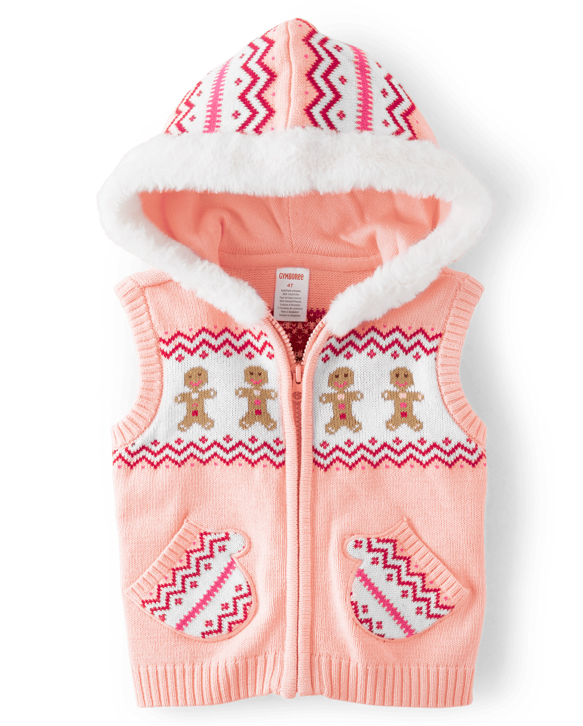 Жилет Gymboree Applique Gingerbread Sweater Vest - Gingerbread House для девочек, цвет: Розовый — фото 1