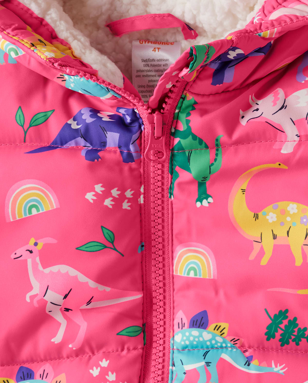 Куртка Gymboree Dino Puffer - Dino-Mite для девочек, цвет: Розовый — фото 2