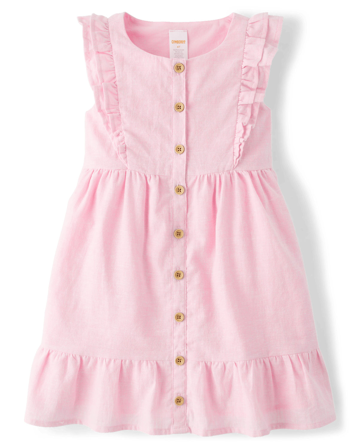 Платье Gymboree Ruffle Linen-Blend Tiered для девочек, цвет: Розовый — фото 1