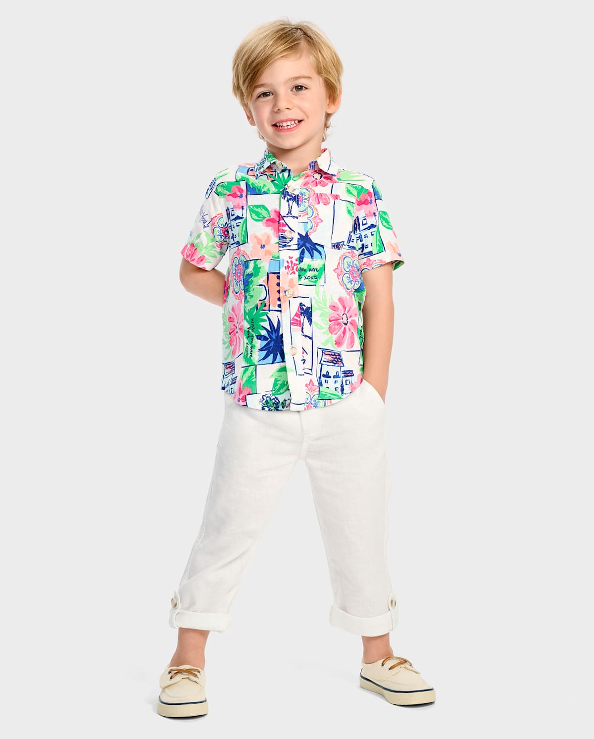 Детские брюки Gymboree Roll Cuff Linen-Blend Pull On, цвет: Белый — фото 4