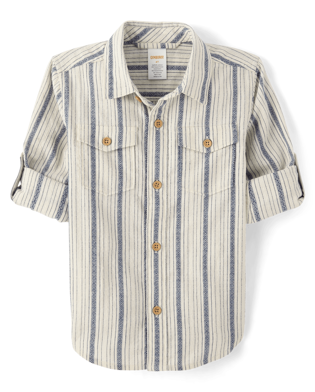 Рубашка Gymboree Striped Textured Button Up Shirt - Driftwood Bay для мальчиков, цвет: Кремовый — фото 1