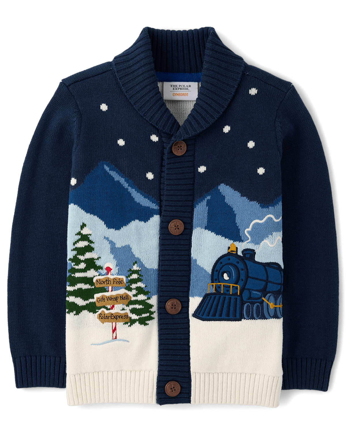 Кардиган Gymboree Embroidered Train Shawl - The Polar Express™ для мальчиков, цвет: Синий — фото 1