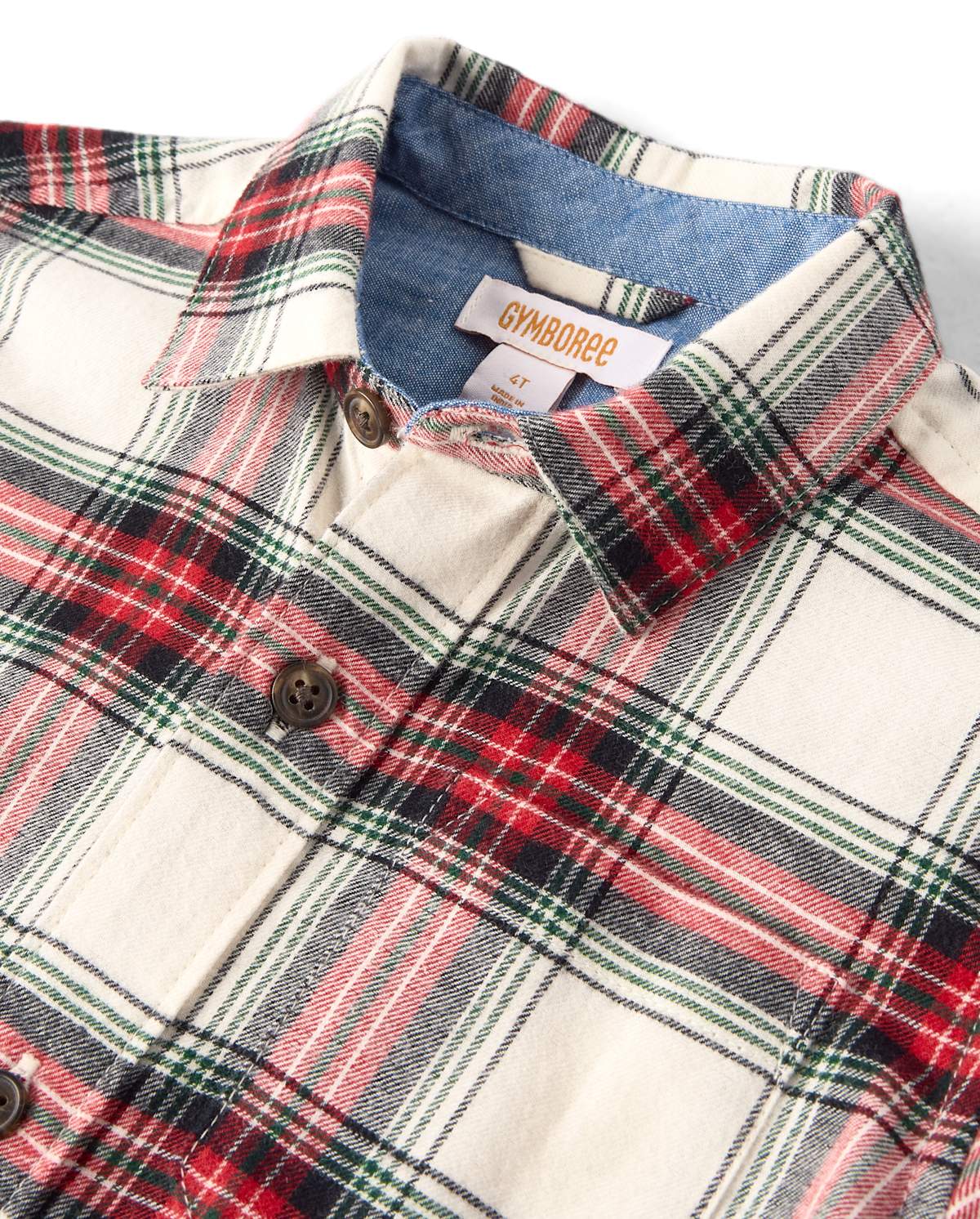 Детская рубашка Gymboree Boys Plaid Flannel Long Sleeve Button Front Woven, цвет: Кремовый — фото 2