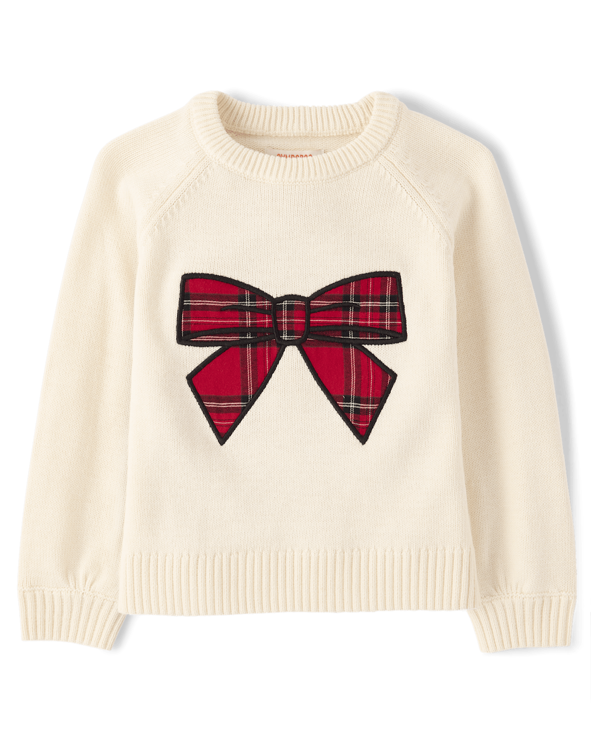 Свитер Gymboree Plaid Applique Bow Raglan Sweater - Tartan Remix для девочек, цвет: Кремовый — фото 1