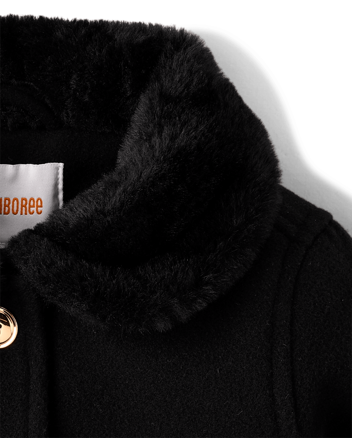 Пальто Gymboree Faux Fur Collar Coat - Tartan Remix для девочек, цвет: Чёрный — фото 2