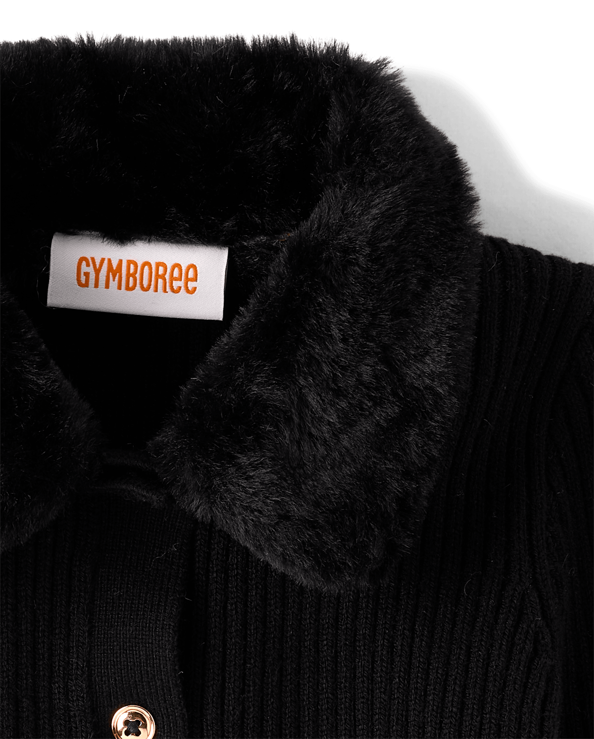 Кардиган Gymboree Faux Fur Collar Cardigan - Tartan Remix для девочек, цвет: Чёрный — фото 3