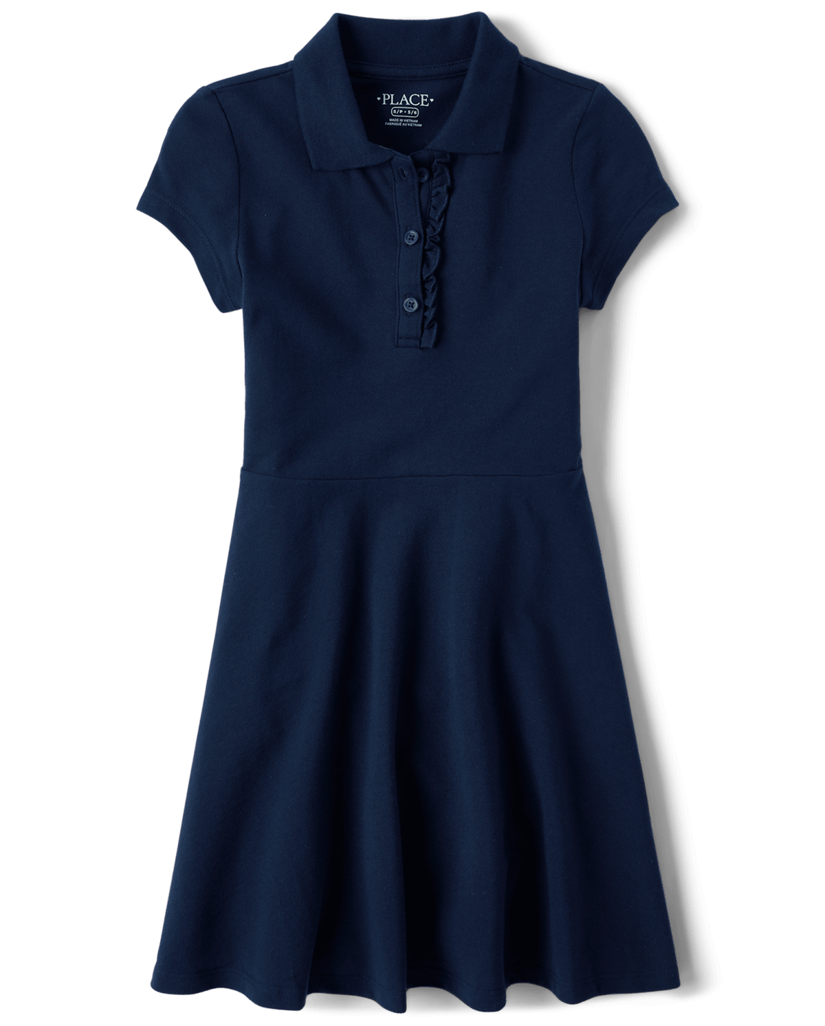 Платье The Children's Place Uniform Ruffle Soft Pique Polo для девочек, цвет: Синий — фото 2