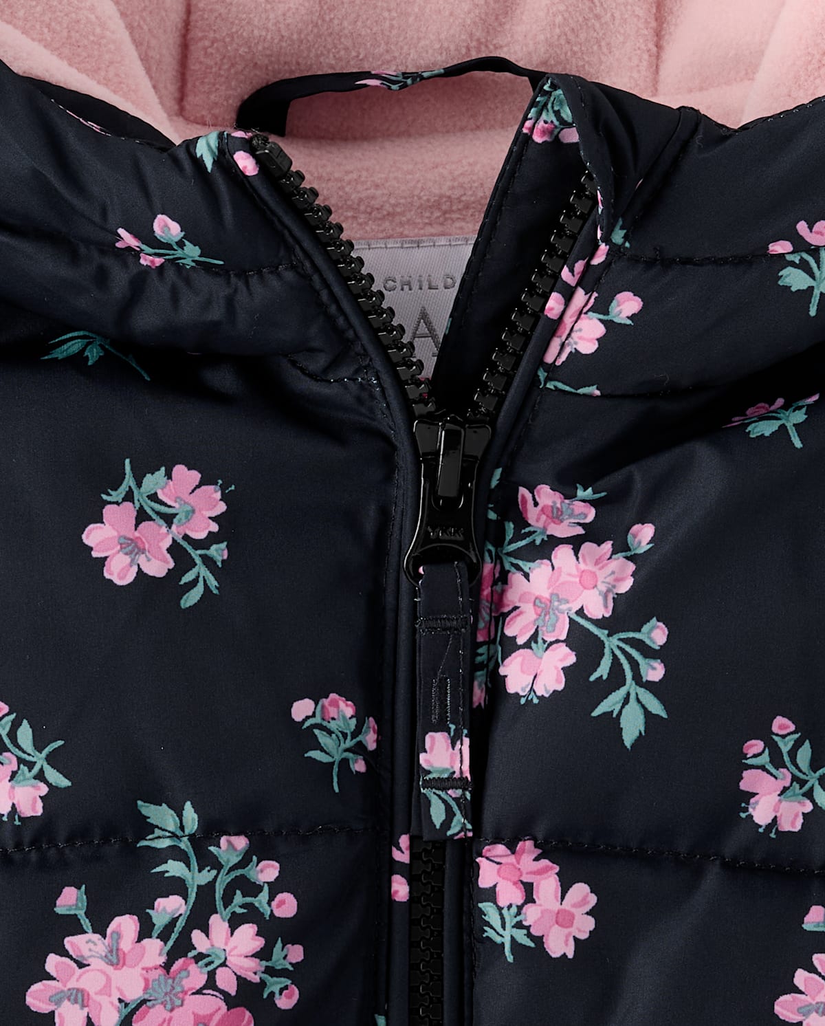 Куртка The Children's Place Print Midweight Microfleece Lined Puffer для девочек-малышей, цвет: Чёрный — фото 1