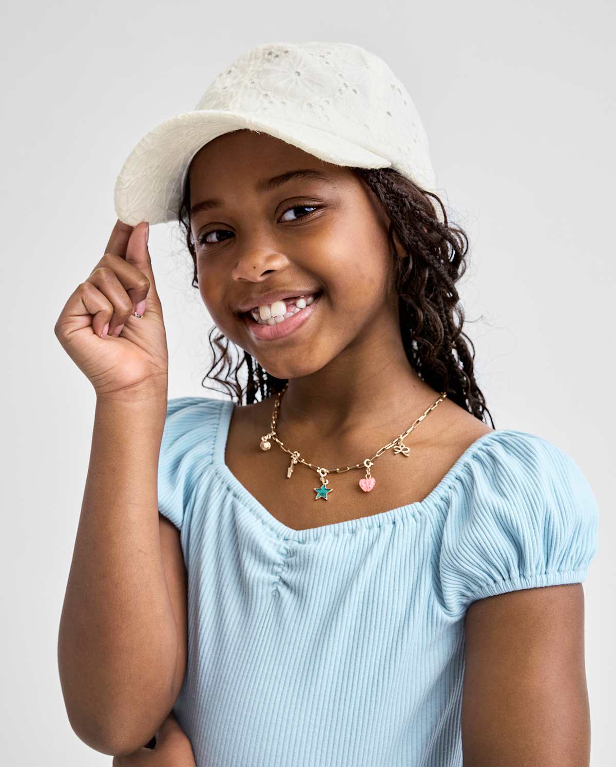 Кепки The Children's Place Bow Back Embroidered Eyelet для девочек, цвет: Белый — фото 1
