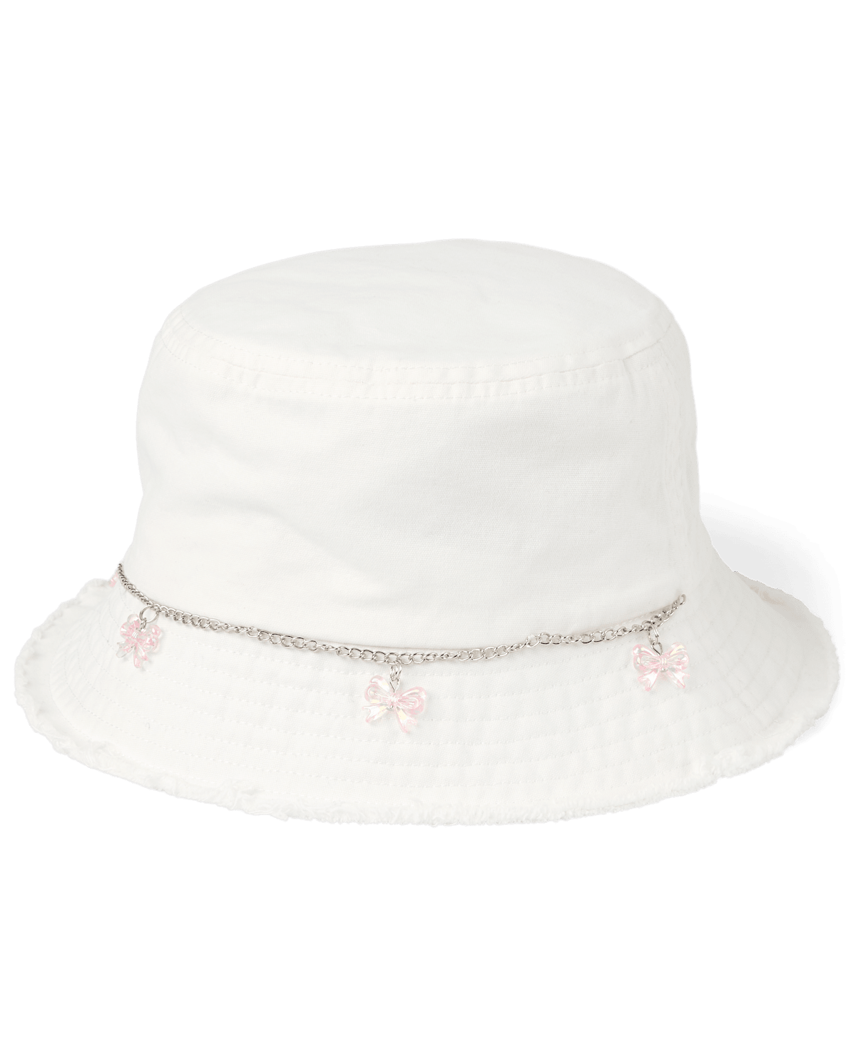 Панама The Children's Place Bow Frayed Denim Bucket Hat для девочек, цвет: Белый — фото 1