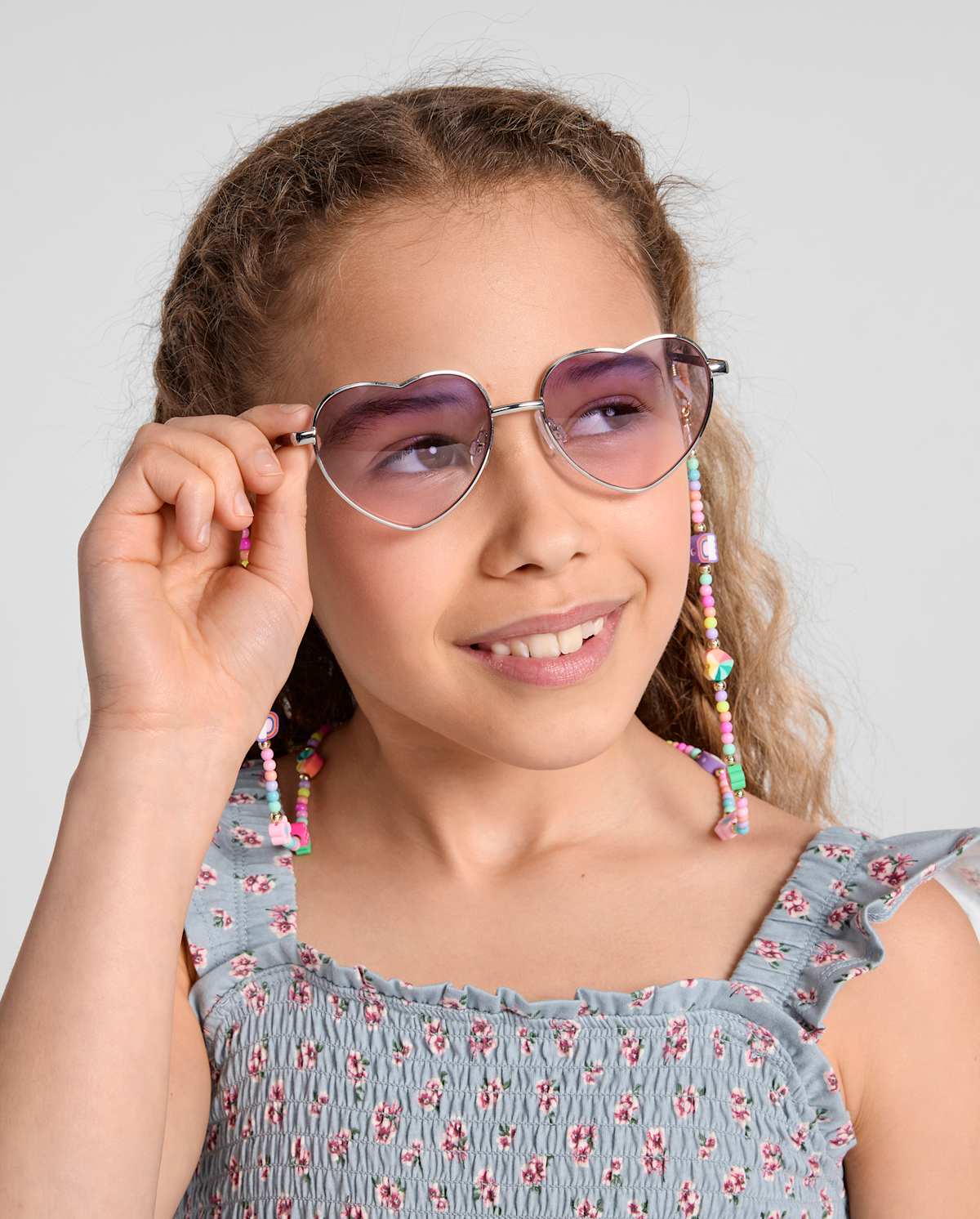 Солнцезащитные очки The Children's Place Happy Face Beaded Sunglasses Chain для девочек, цвет: Разноцветный — фото 1