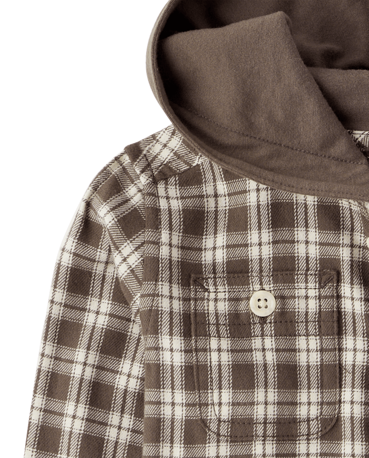 Рубашка The Children's Place Plaid Flannel Hooded Button Up для мальчиков-малышей, цвет: Коричневый — фото 3