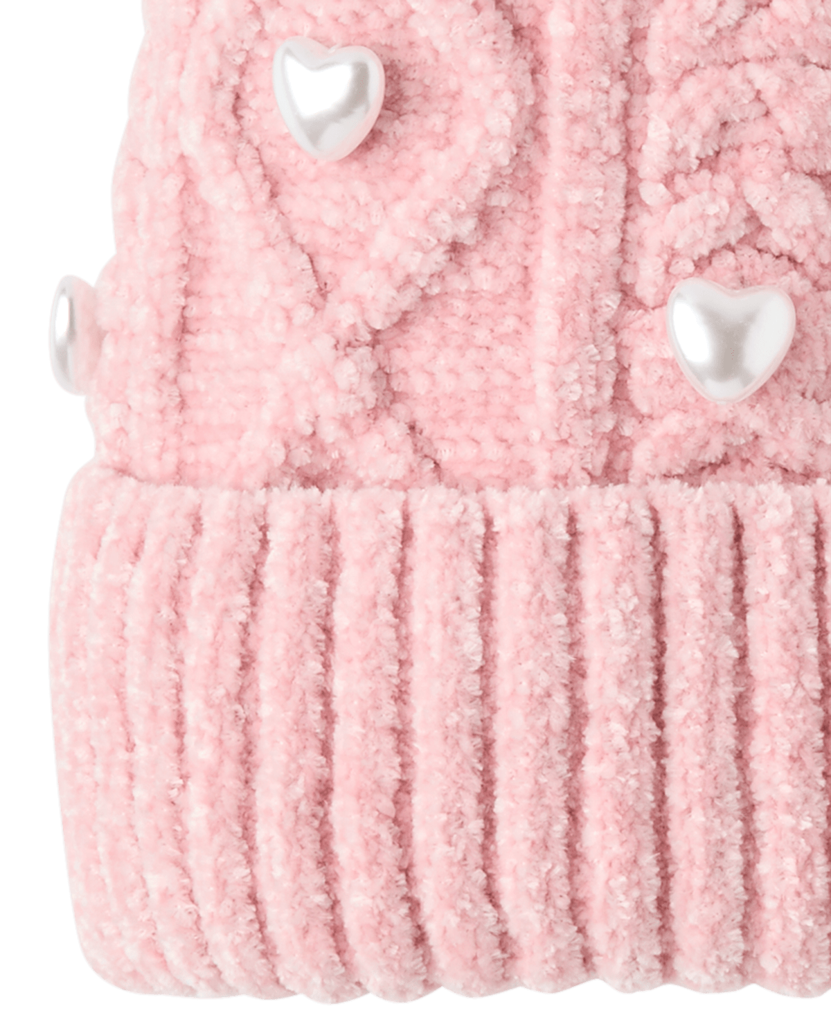 Шапка The Children's Place Pearl Cable Knit Pom Pom для девочек, цвет: Розовый — фото 2