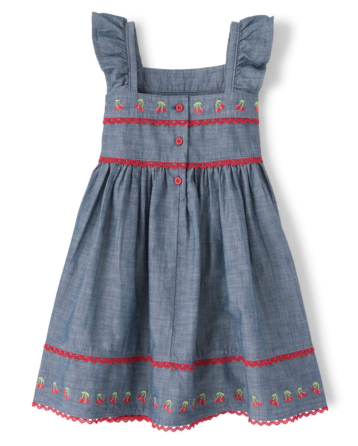 Детские платья Gymboree Girls Embroidered Chambray Dress - Very Cherry — фото 3