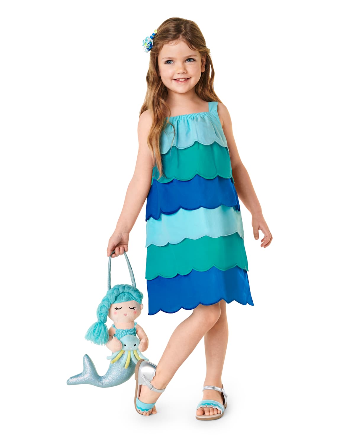Детские платья Gymboree Girls Scalloped Tiered Dress - Under The Sea