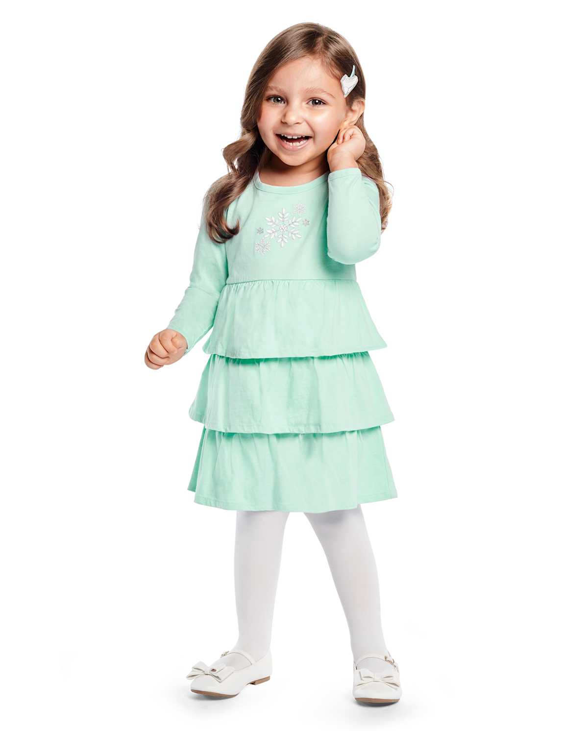 Детские платья Gymboree Girls Embroidered Snowflake Tiered Dress - Snow Princess