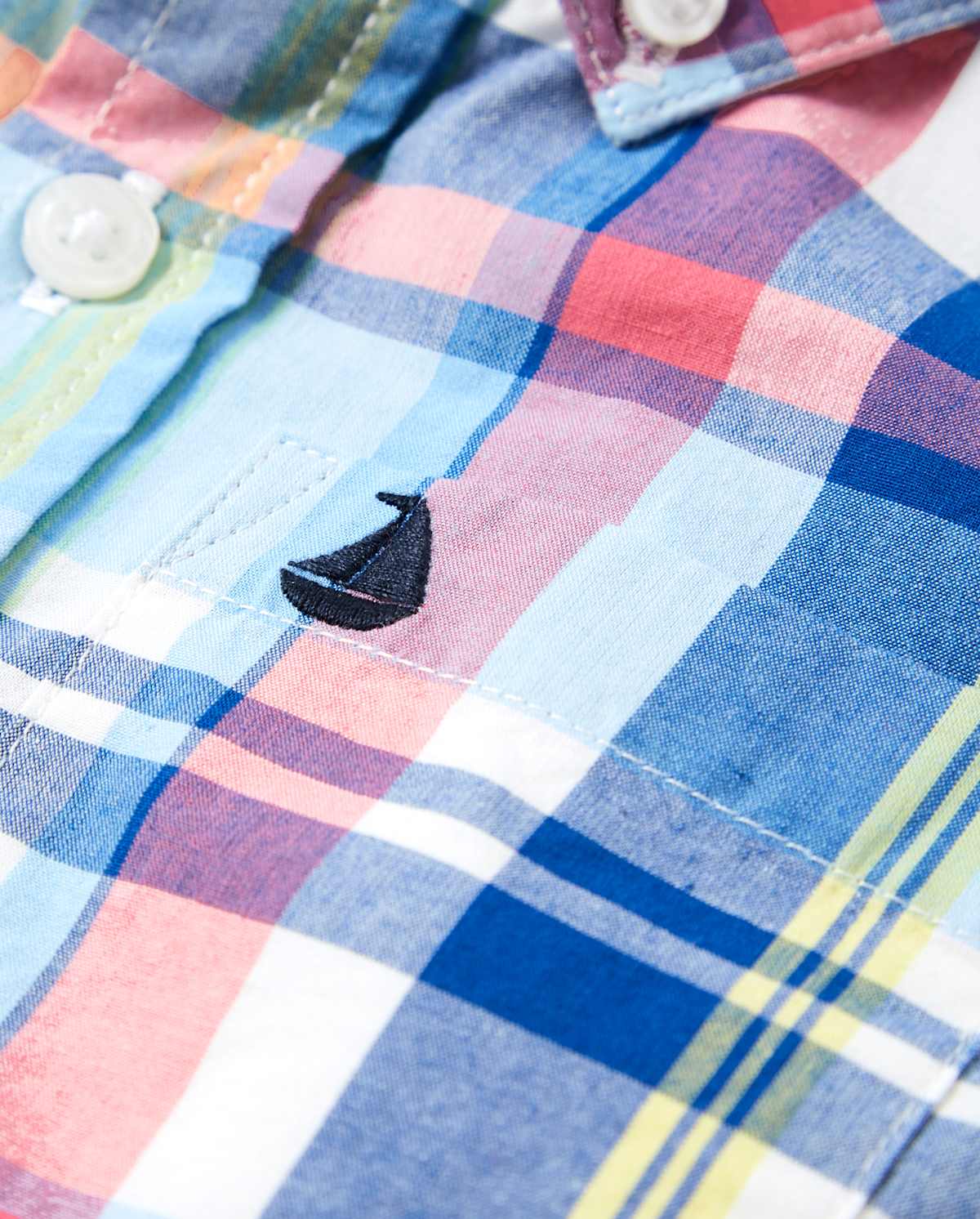 Детские рубашки Gymboree Boys Embroidered Plaid Button Up Shirt - Country Club